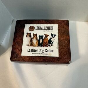 Logical Leather Brown full grain Leather Dog Collar Water Resistant small